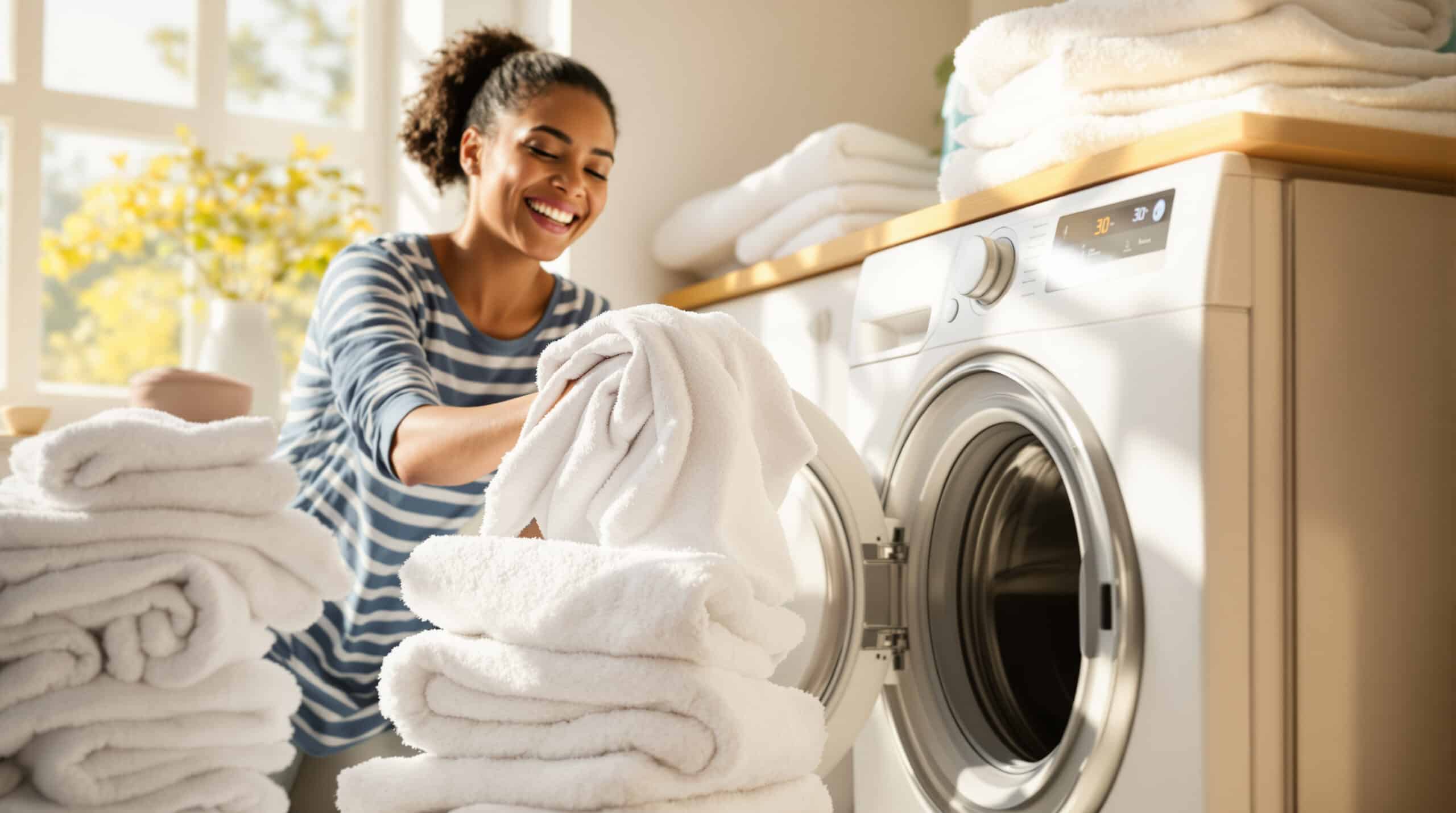 ontdek hoe je met deze eenvoudige methode perfect zachte handdoeken krijgt: druk ze samen, leg ze tussen de handdoeken en was ze op 30 graden. probeer het nu!