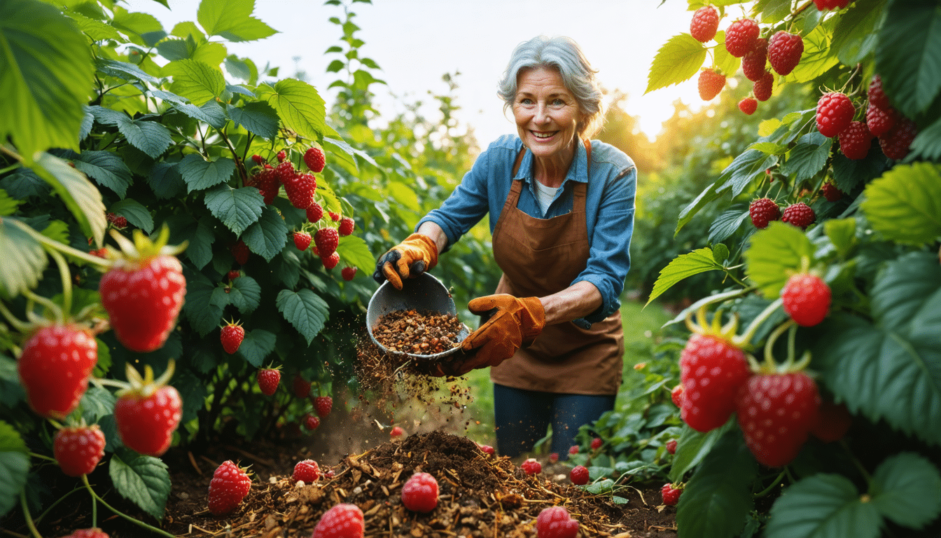 ontdek hoe je met een speciaal mengsel frambozenstruiken in de herfst kunt versterken voor een overvloedige oogst volgend seizoen. strooi het rond de struiken voor veel bessen.