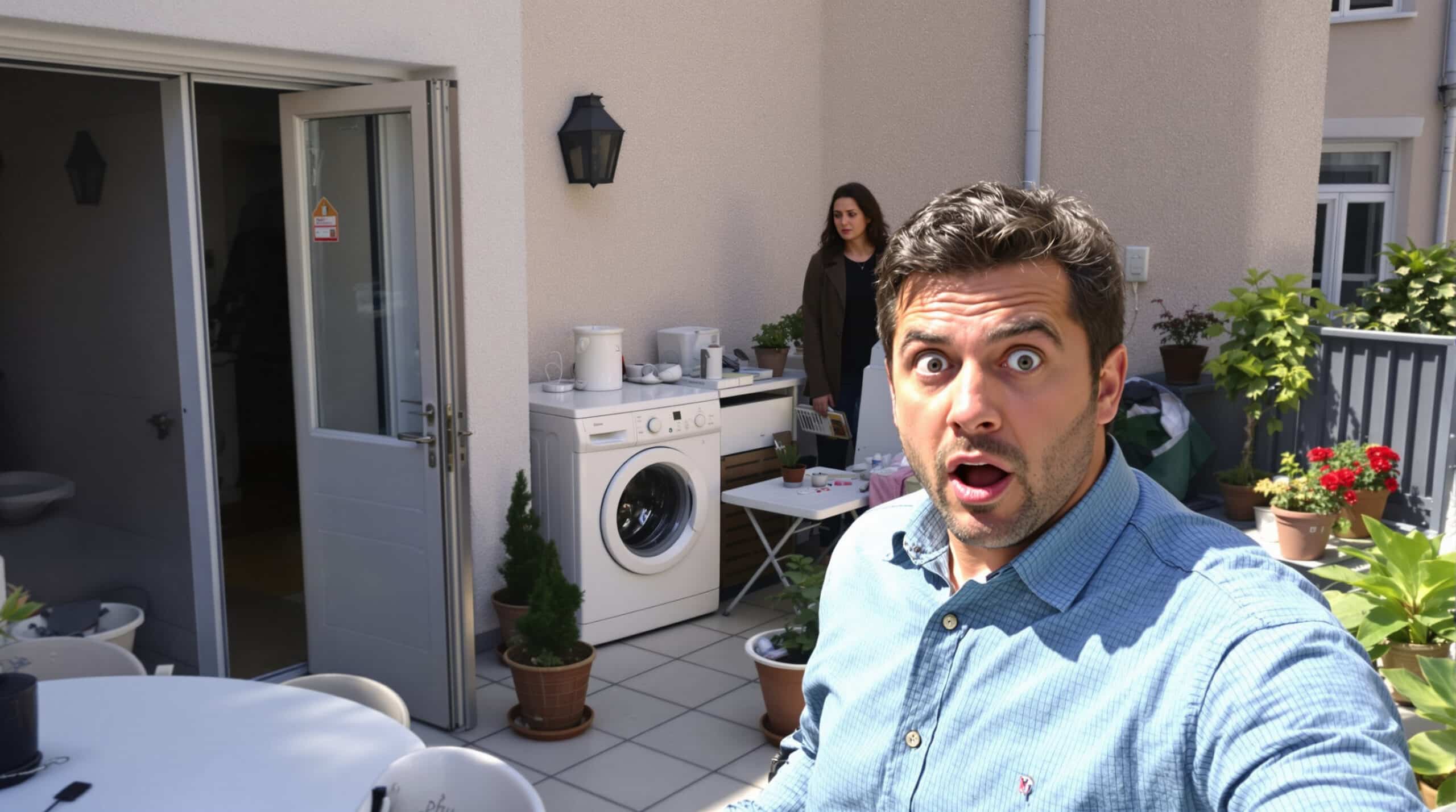 lees hoe de rechtbank oordeelt over twee buren die zonder toestemming de deur naar het gedeelde terras openden en daar een wasmachine en bloempotten plaatsten, en de gevolgen voor de gemeenschap.